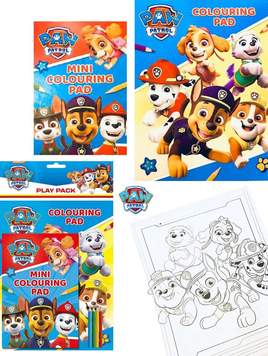 PAW Patrol Tekenset | PAW Patrol kleurboeken | A4 en A5 kleurboek met potloden | Tekenen | Kleuren | Knutselen | Kleurpotloden | PAW Patrol speelgoed | Stiften | Tekenset voor kinderen | 2 Kleurboeken PAW Patrol + 4 kleine potloden